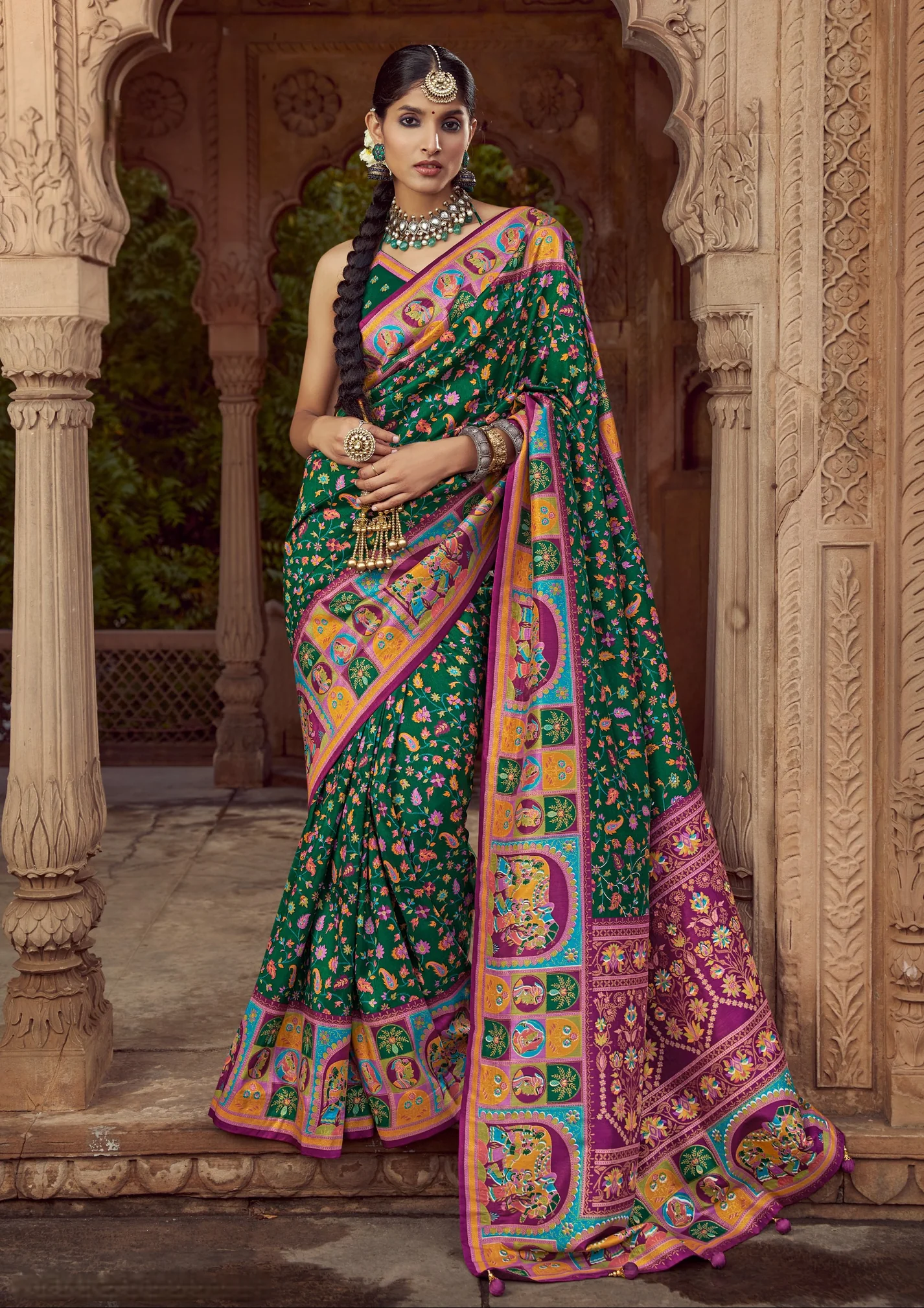 Premium Kashmiri Print Silk Saree